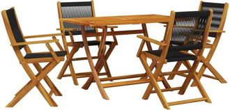 vidaXL Vidaxl - Set De Comedor Jard&iacute;n 5 Pzas Polipropileno Madera Maciza Negro