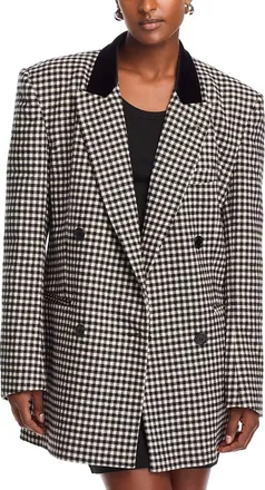 Ronny Kobo Doe Checkered Blazer In Black, White