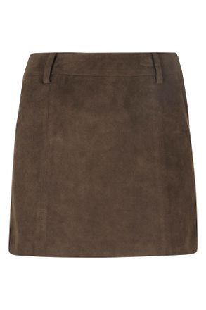 Dunst Faux Suede Miniskirt With Belt Loops And Streamlined Silhouette
