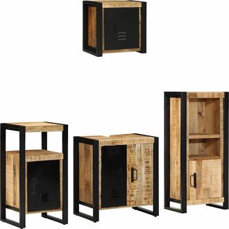 vidaXL Juego De Muebles De Ba&ntilde;o 4 Uds. Marr&oacute;n Y Negro 55 X 35 X 60 Cm Vidaxl