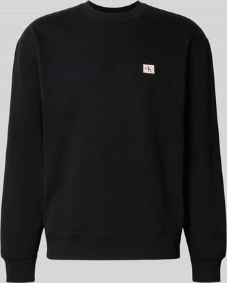 Calvin Klein Jeans Regular Fit Sweatshirt mit Logo-Patch Modell Terry in Black, Größe XS