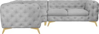 HOME AFFAIRE Chesterfield-Sofa »Ecksofa GLYNIS L-Form mit Wellenunterfederung, Masse B/T/H 264/204/75cm« aufwändige Knopfheftung, moderne Chesterfield Optik, Fussf