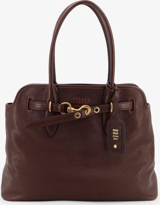 Miu Miu Borsa a mano Aventure in pelle con logo lettering frontale - MIU MIU - gender_Woman