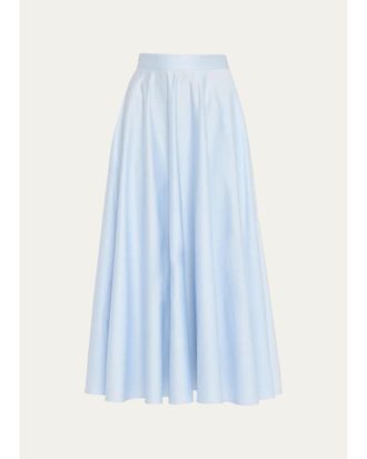 Oscar De La Renta Cotton Poplin Sateen Midi Circle Skirt