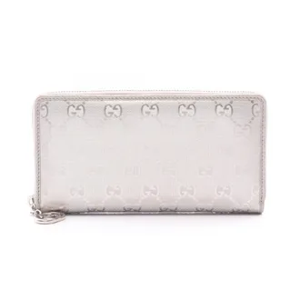 Gucci Silver Leather Long Wallet (Bi-Fold) (Pre-Owned)