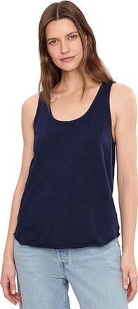 Mod-o-doc Curve Hem Scoop Neck Tank Top Womens Clothing Vibrant Navy : LG (US 12-14), Cotton