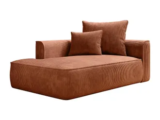 Vente-Unique Chaise longue izquierda de pana terracota PINETA