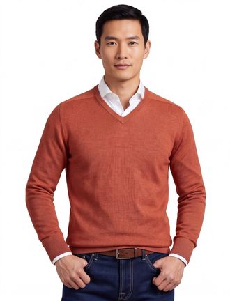 William Lockie Trui v-hals oranje William Lockie