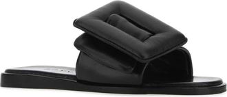 Boyy Womens Puffy Leather Slipper Black