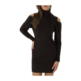 Twin-Set Vestido de punto con hombros descubiertos - Dresses - Mujer - Marr&oacute;n - M