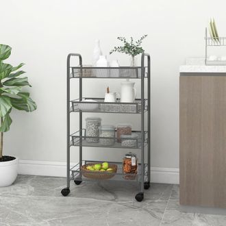 vidaXL Carrello Da Cucina Con 4 Ripiani Grigio 46x26x64 Cm In Ferro - Vidaxl