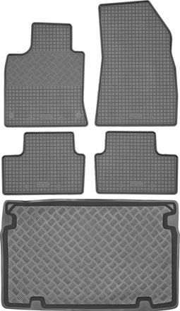 OEM Renault Clio V Hatchback A Partir De 2019 Set - Alfombrillas De Goma Para Coche + Alfombrilla Para Maletero