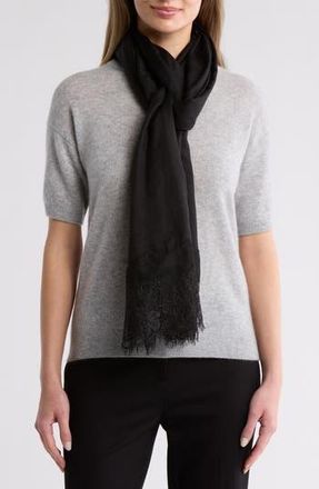 La Fiorentina Wool Silk Blend Lace Scarf in Black at Nordstrom Rack