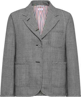 Thom Browne Blazer crop con motivo Principe di Galles - Grigio