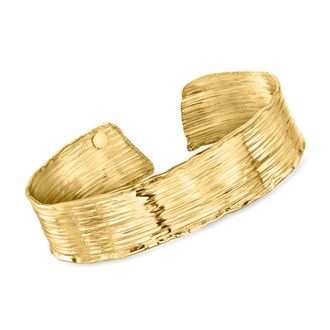 Ross-Simons Italian 18kt Gold Over Sterling Lined Cuff Bracelet
