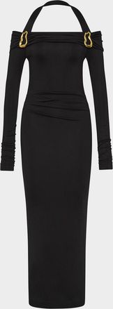 Rebecca Vallance Domenica Embellished Cold-Shoulder Midi Dress