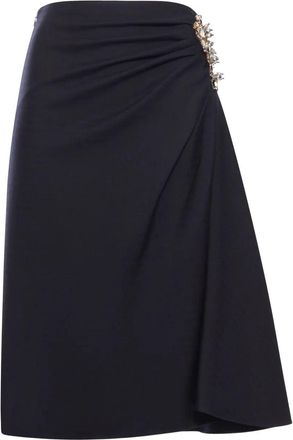Dries Van Noten Womens Sovora Embroidered Midi Skirt - Black Wool - Size EU 36 (Womens)