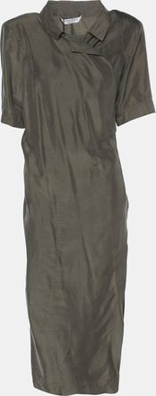 Marina Rinaldi Green Satin Wrap Around Midi Dress