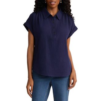 Jones New York Gauze Top in Pacific Navy at Nordstrom, Size X-Small