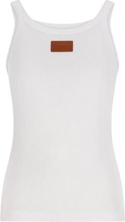 Fendi Ribs Lea Top - Dames - Tops zonder mouwen - Wit - S - Katoen - Tops