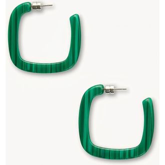 Machete Jewelry Midi Square Hoops in Malachite at Nordstrom