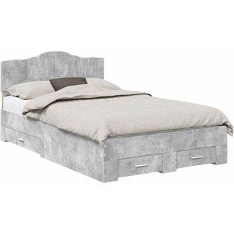 vidaXL Bed Frame Concrete Grey 120 x 190 cm Engineered Wood vidaXL