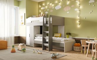 Flair Benito Bunk Bed with Wardrobe in White | Size: Single