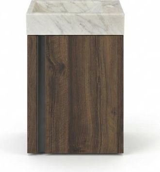 Saniclass Chaci Toiletmeubelset - 40x65cm - 1 deur - 1 kraangat - rechts - fontein natuursteen marmer - noten