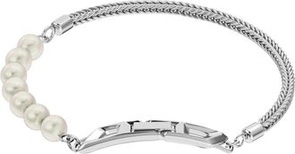 Diesel Sterling silver chain and pearl bracelet - Bracelets - Unisex - Silver