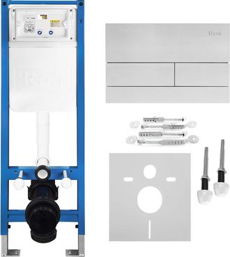 Rea Bastidor Para Inodoro Suspendido Rea Slim 024n Con Pulsador T Steel Brush