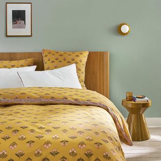 La Redoute Interieurs Dekbedovertrek in gewassen katoen, bloemenprint, VANDI OCRE