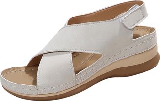 Generic Wedge Sandal For Women Summer All-Day Comfortable Sandals Ergonomic Design Wedge Toe Sandals Mitigate Foot Fatigue Functional Shoes Adjustable Back An