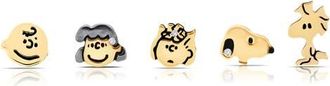 Crislu x Peanuts Snoopy & the Gang Set of 5 Assorted Single Stud Earrings in 18Kt Yellow Gold /Clear Stone at Nordstrom