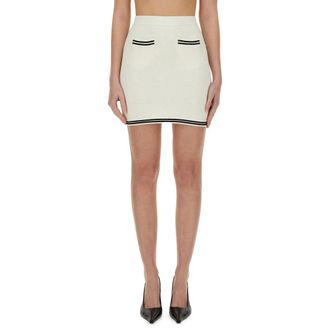 Self Portrait Bow Jacquard Mini Skirt - female - Self Portrait - Short Skirts - Beige - M - Skirts