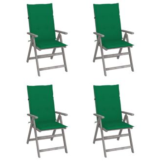 vidaXL Vidaxl - Sillas Reclinables Jard&iacute;n Y Cojines 4 Uds Madera Maciza Acacia