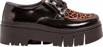 The Art Company Womens 1765 Leeds Platform Loafers In Black Shiny With Leopard