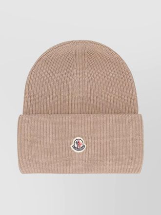 Moncler ribbed knitted wool hat with folded cuff