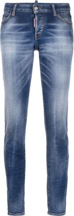 Dsquared2 faded cropped skinny jeans - women - Spandex/Elastane/Cotton/Cotton/Polyester - 38 - Blue