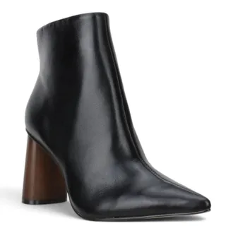 Carrano Womens Anna Wooden Heel Leather Bootie In Black