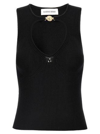 Marine Serre Womens Moon Jewelry Knit Open Neck Top
