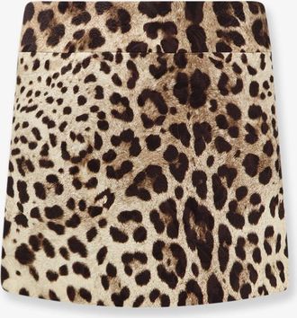 Dolce & Gabbana Gonna mini in cotone, seta e viscosa con motivo animalier - DOLCE & GABBANA - gender_Woman