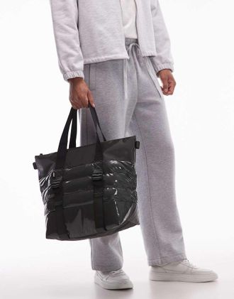 Rains Borsetta shopping imbottita verde metallizzato