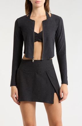 YEAR OF OURS Stretch Zip Up Cardigan in Heather Black at Nordstrom, Size X-Small