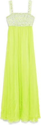 Dina Melwani Abito lungo con decorazione - Verde