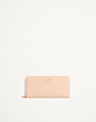 Valentino Garavani VLogo Signature Zip Wallet in Grainy Calfskin Woman PINK UNI