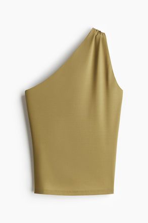 H&M One-Shoulder-Top - Goldenes Olivgr&uuml;n
