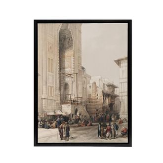 Artery8 Mosque of Sultan Hassan Grand Entrance Roberts Framed Canvas Wall Art in Beige | Size: W24 x H32
