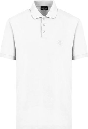 Giorgio Armani Stretch Katoenen Piqu&eacute; Polo Shirt - Heren - Polos - Wit - 2XL - Katoen - Tops