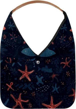 Generic Starfish Reusable Lightweight Grocery Bags - Foldable Into Compact Pouch, Washable & Sturdy, Multipurpose for Shopping and Travel