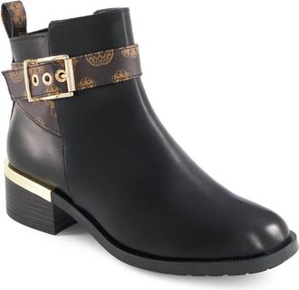 Andrea Womens Fashion Booties With Ankle Buckle In Black